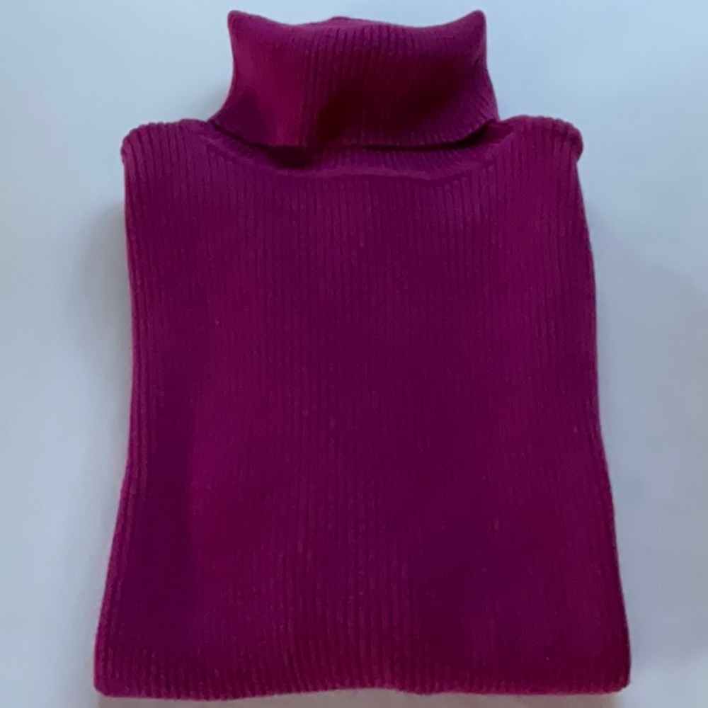 Moda‎ International Ribbed Knit Turtleneck Sweater Fuchsia